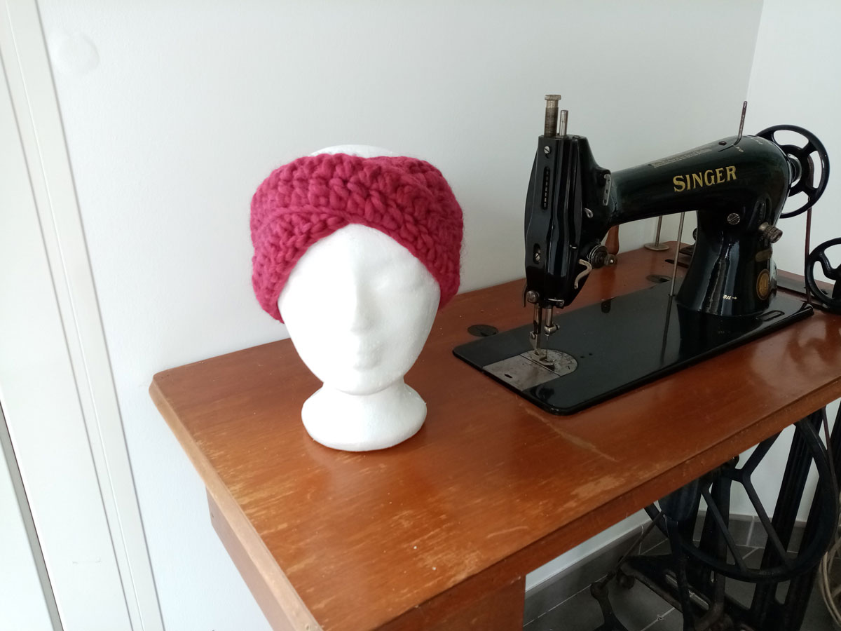 Photo bandeau laine rose