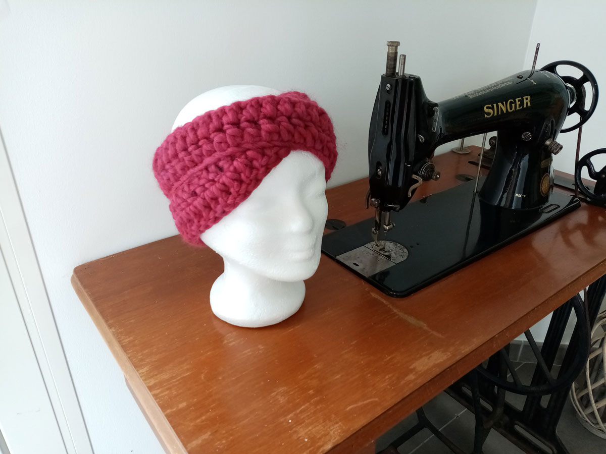 Photo bandeau laine rose